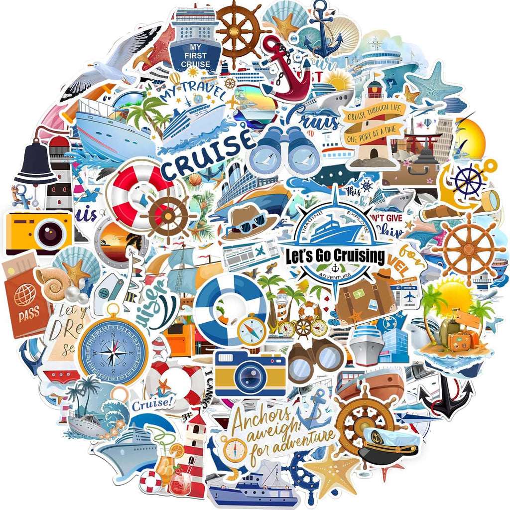 100 PCS Vinyl Nautical Cruise Stickers for Scrapbooking
