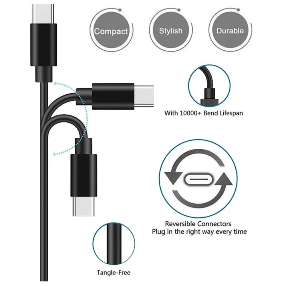4-PACK 3FT Black USB-C  Type C Charging Cords Cable