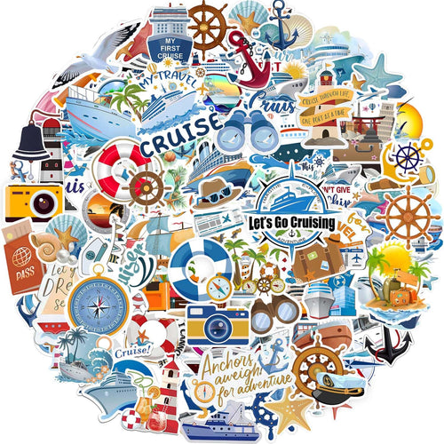 100 PCS Vinyl Nautical Cruise Stickers for Scrapbooking